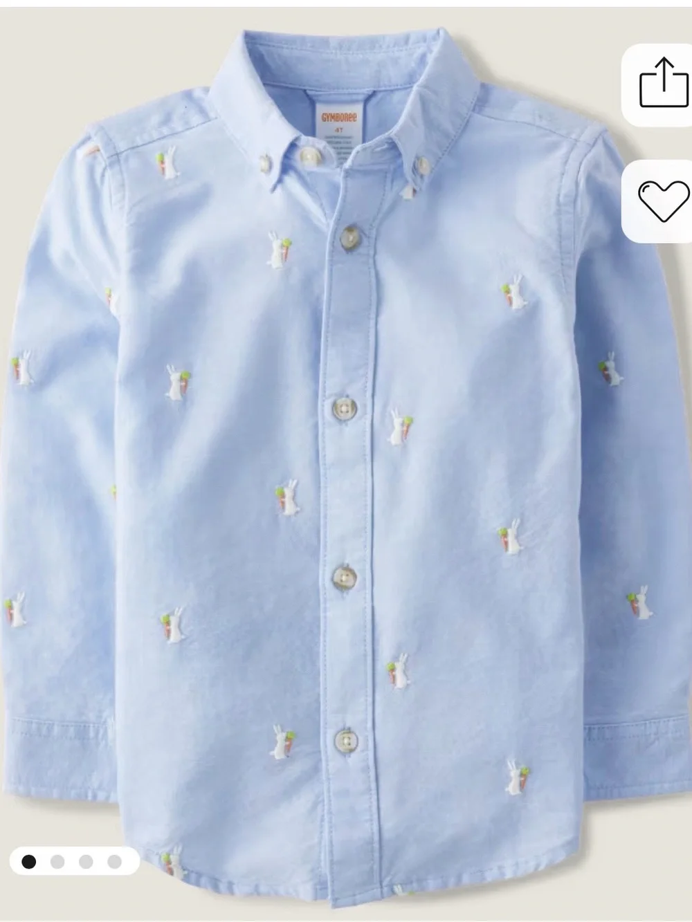 Gymboree Boys Embroidered Bunny Oxford Button Up Shirt Easter Blue 18-24 Months